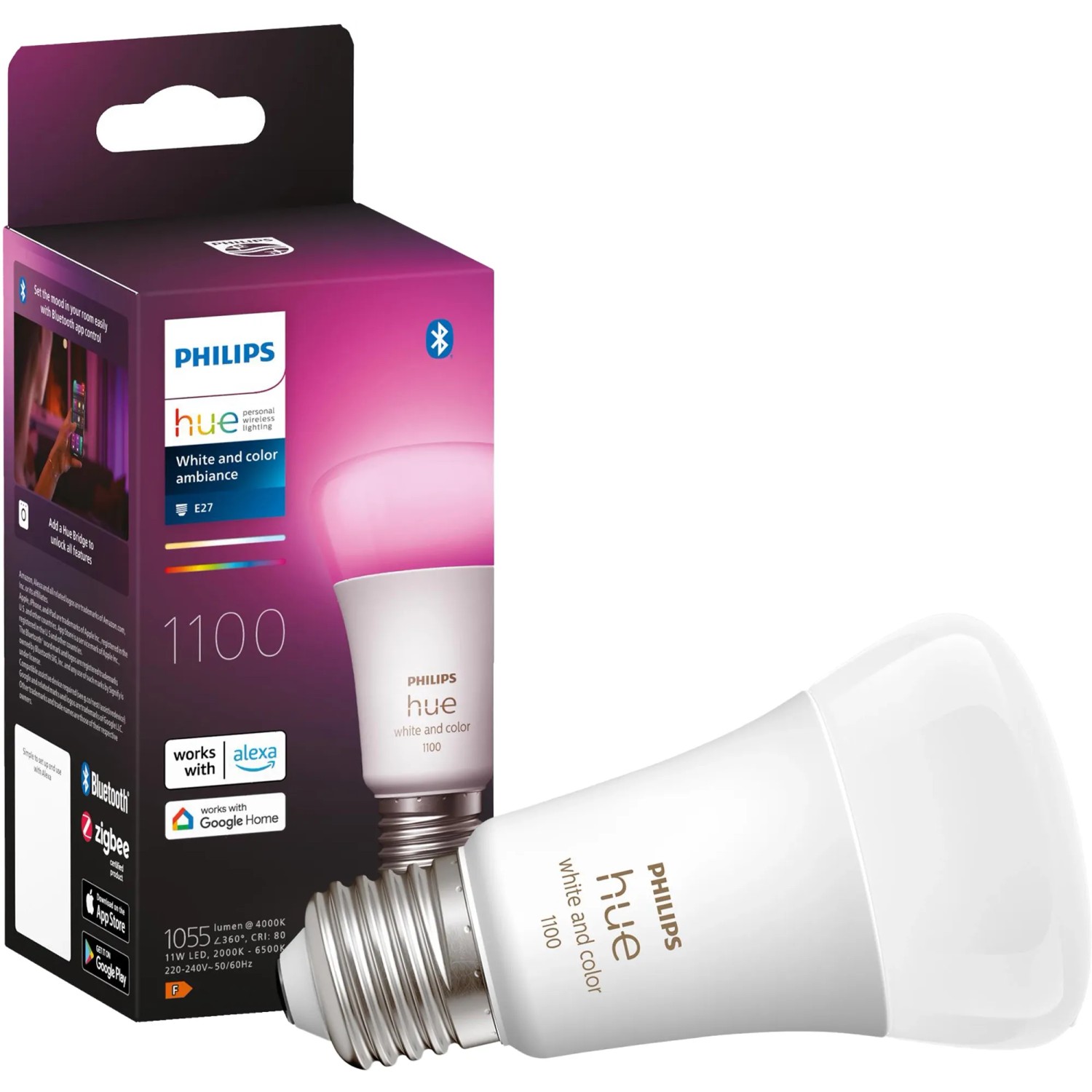 Philips Hue E27 LED Lampe, White & Color Ambiance, 1100 lm, 1er Pack. Smarte Beleuchtung für Ihr Zuhause.