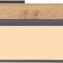 Rechteckige LED Deckenleuchte Doro (80 cm) mit Rahmen in Eichenoptik und warmweißem Licht.