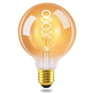 NETTLIFE LED Leuchtmittel mit amberfarbenem Glas, Spiralfilament und E27 Sockel für warmes Vintage Licht.