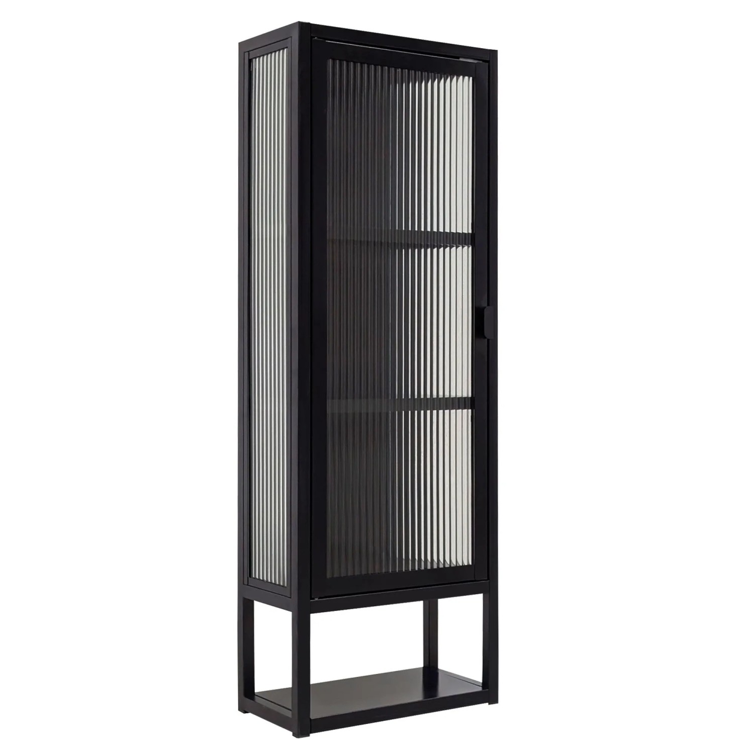 osoltus Wandschrank Riffelglas Stahl Regal Cube Schwarz Industrial 102 x 36 cm