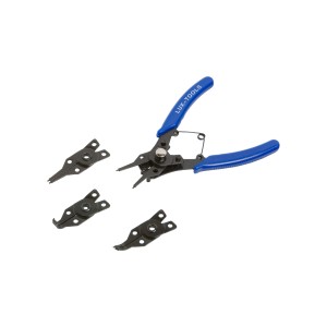 LUX Montage Zangensatz 150 mm Classic mit blauen Griffen und vier Zangenköpfen.