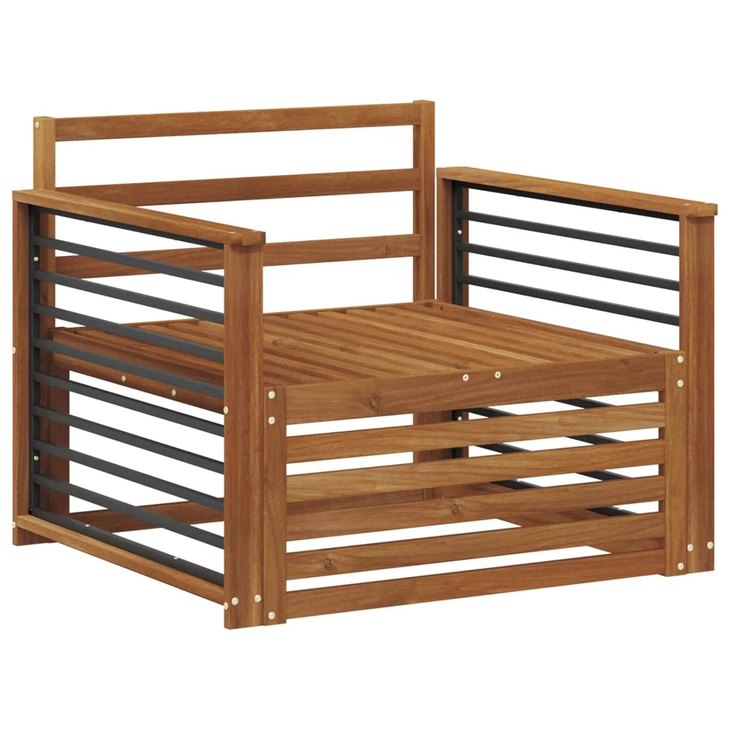vidaXL 2 Stück Sofa mit Armlehnen Massivholz Akazie Natur 3436404