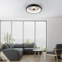Moderne LED-Deckenleuchte Vertigo in Schwarz, Ø 46,5 cm, mit Kristalleffekt für Wohnraumbeleuchtung.