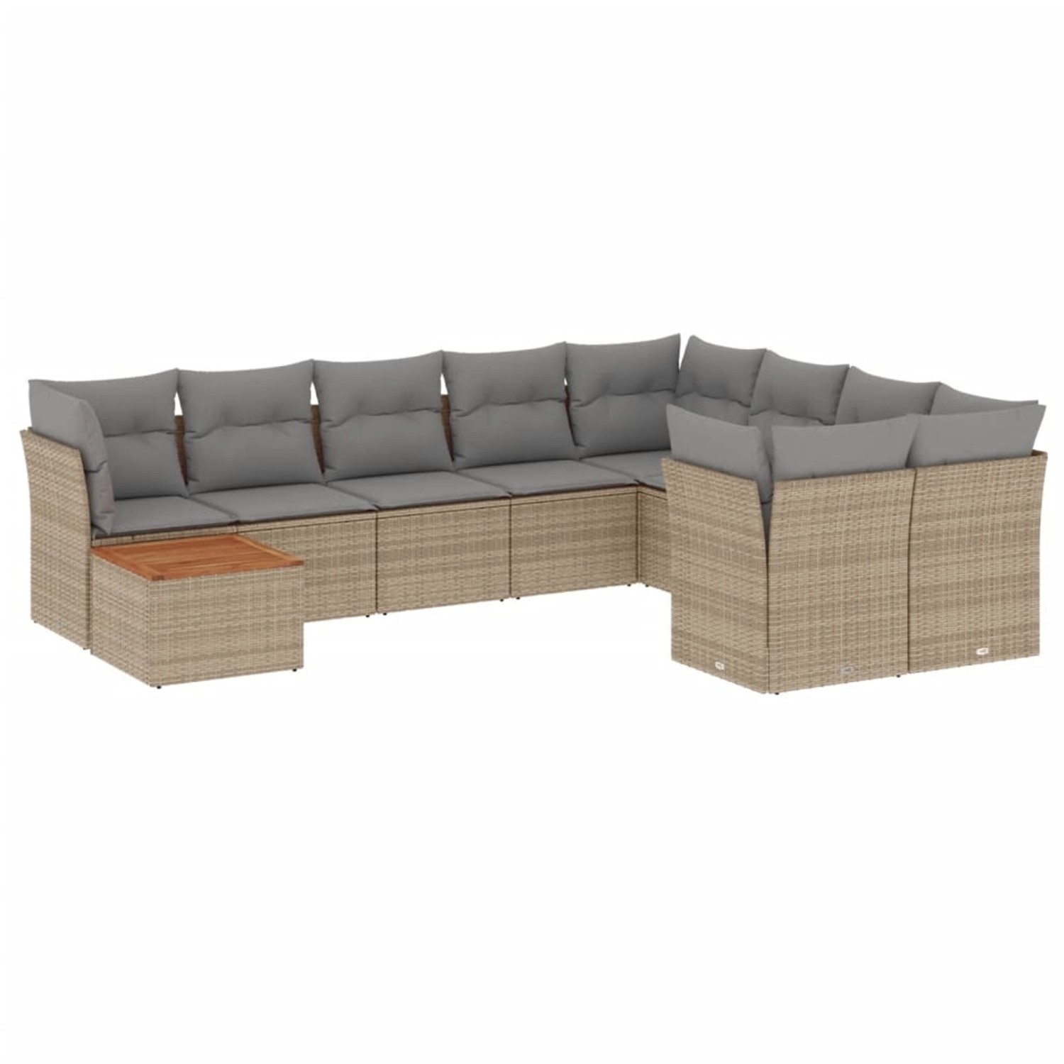 vidaXL 10-Tlg Garten-Sofagarnitur mit Kissen Beige Poly Rattan 3223826 günstig online kaufen