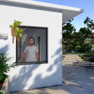 Windhager Magnetfenster 100x120 cm Anthrazit: Insektenschutzrahmen mit Pollenschutzgitter.