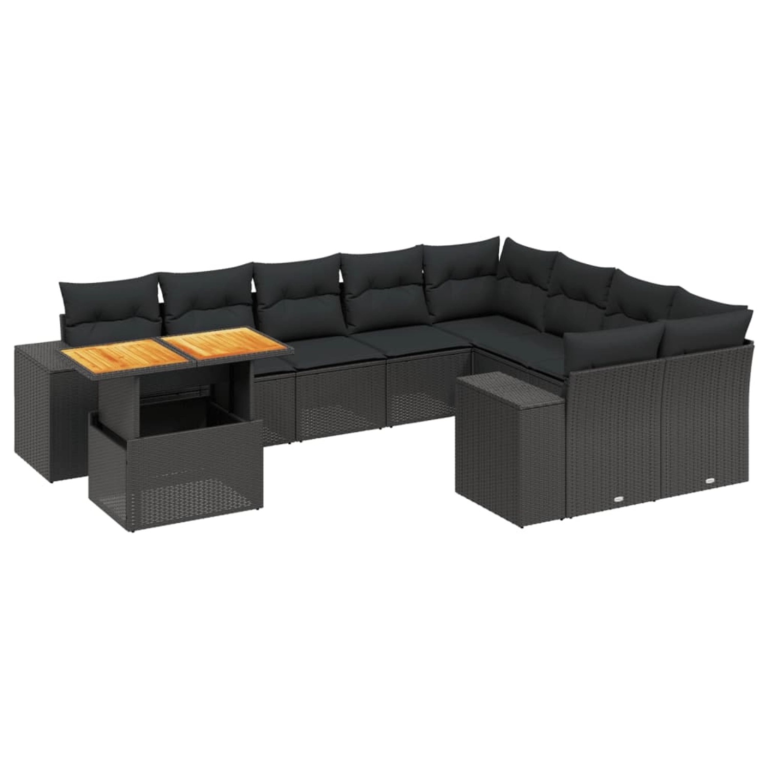 vidaXL 10-Tlg Garten-Sofagarnitur mit Kissen Schwarz Poly Rattan 3272798 günstig online kaufen