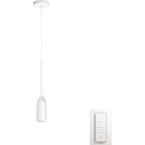 Weiße Philips Hue LED Pendelleuchte Devote mit Dimmer für White Ambiance.