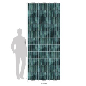 Grosfillex Wandpaneel Element 3D Vertical Tiles Lagoon, Dekor-Paneel mit 3D-Effekt in Türkis.