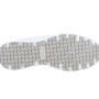Weiße Skechers Beja Nampa Damen Arbeitsschuh-Laufsohle mit rutschhemmendem, hellgrauem Profil und SKECHERS SLIP RESISTANT Logo.