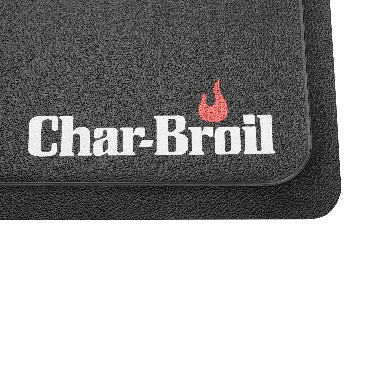 Char-Broil Grillmatte aus PVC, gerippte Oberfläche mit Logo, schützt vor Fettspritzern.
