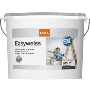 Eimer OBI Innen-Wandfarbe Easyweiss matt, 15 l, für ca. 105 m² Innenbereich.
