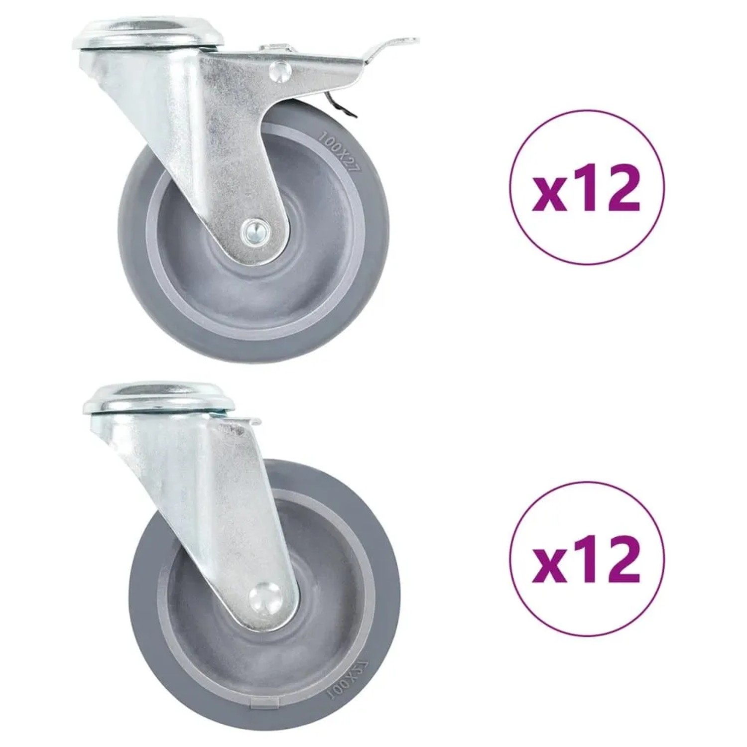 vidaXL 24 Stk Lenkrollen mit Rückenloch 100 mm 277894