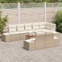 vidaXL 9-tlg. Garten-Sofa-Set, beige/weiß, aus Rattan mit Tisch. Modulares Lounge-Set für Garten und Terrasse.