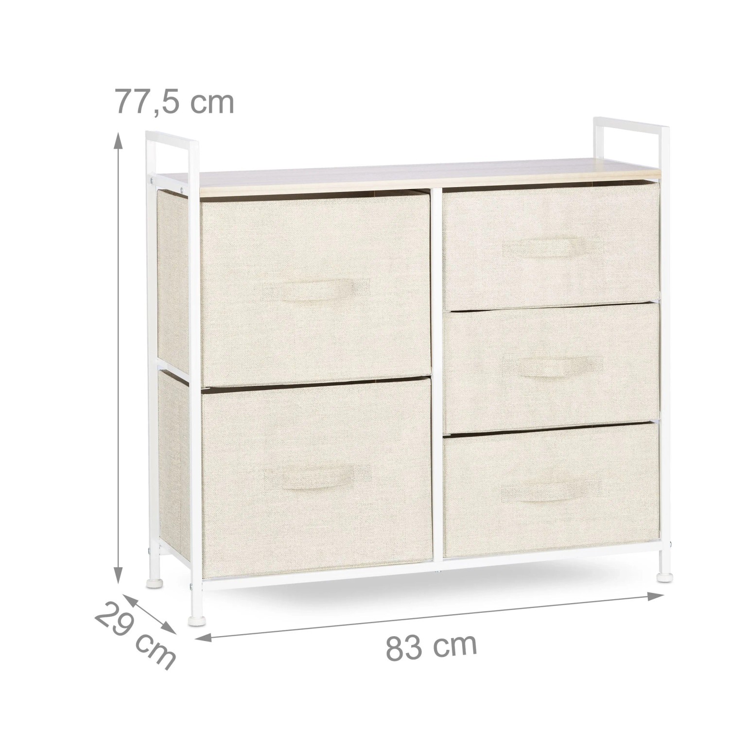 Relaxdays Regalsystem Stahl Stoff MDF Beige Weiß Mit Schubladen 77,5 cm x 83 cm x 29 cm 9 kg_4