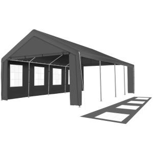 Tectake Partyzelt Mammut 8 x 4 M Im Stecksystem  800 x 400 x 315 cm Grau