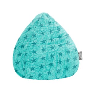 Türkisfarbener Sitzsack Fluffy 120 l von Sitting Point mit Sternenmuster.