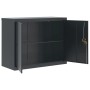 Anthrazitfarbener vidaXL Aktenschrank aus Stahl, 90x40x70 cm, mit offenen Türen und Einlegeboden.