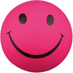 Pinker Jollypaw Smiley Ball aus Moosgummi, ø 6 cm, für Hunde.