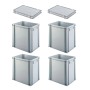 PROREGAL SuperSparSet: 4 graue Euroboxen (37L) mit Deckel, ideal zur Aufbewahrung und für den Transport.