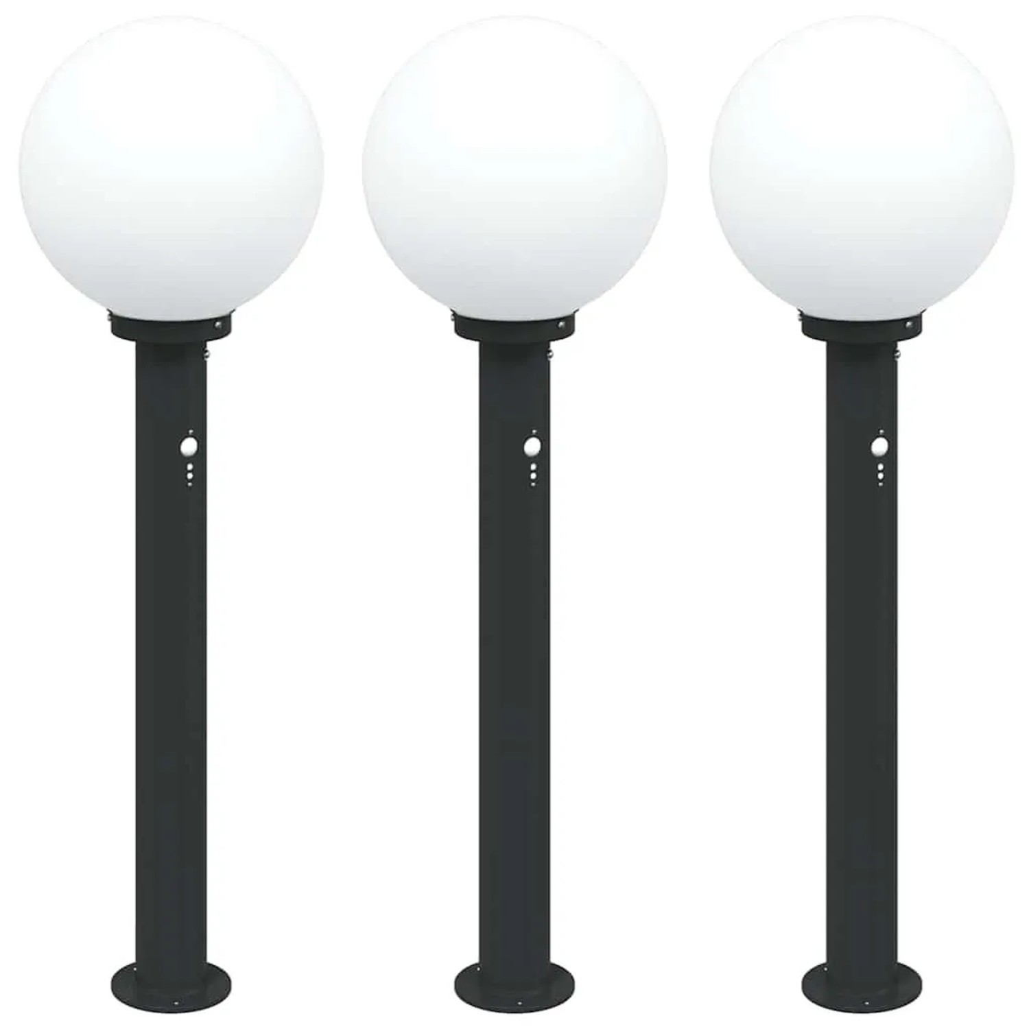 vidaXL Pollerleuchten mit Sensor 3 Stk 80 cm Schwarz IP44 4006116