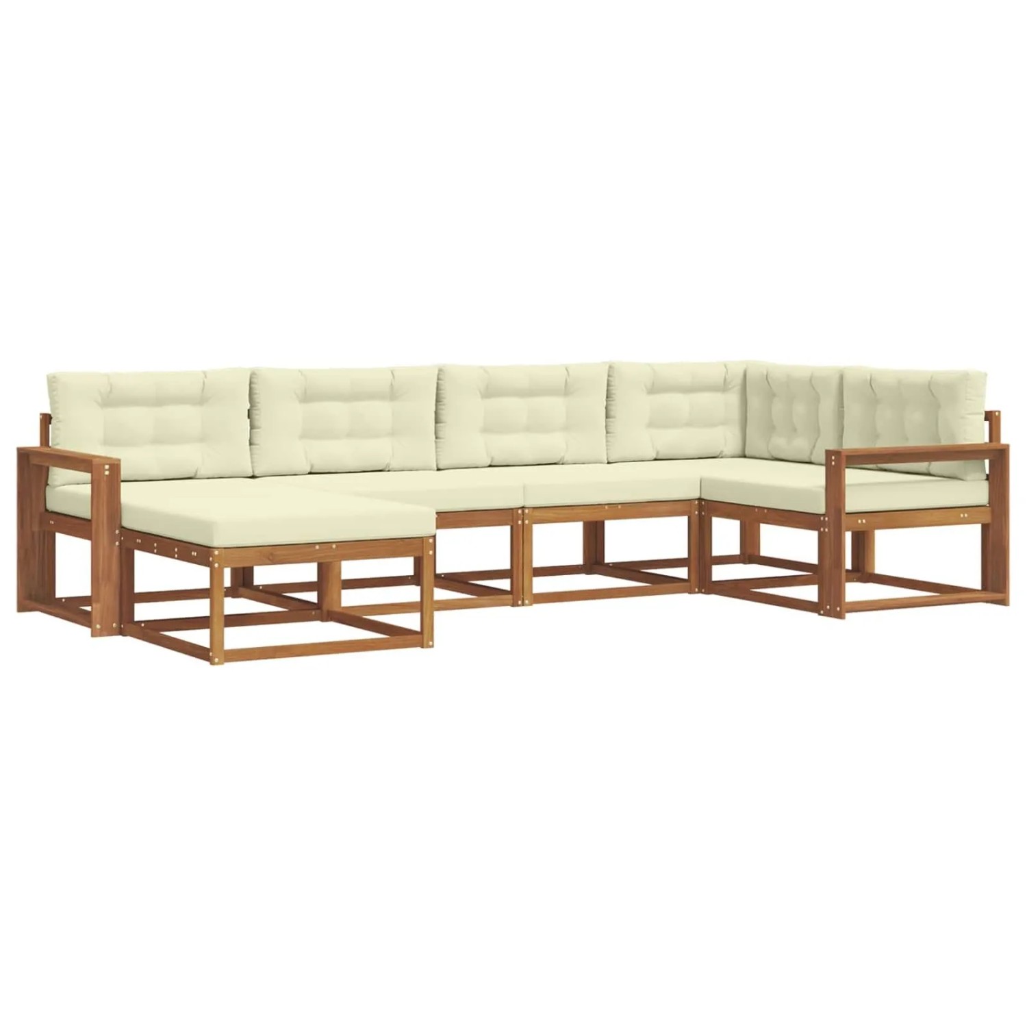 vidaXL Outdoor-Sofagarnitur mit Kissen 6-Tlg Natur und Creme 3367828