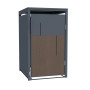 Mülltontonnenbox anthrazit/Holz-Optik für 1 Mülltonne. Modernes Metall-Design, pulverbeschichtet, mit Pedalöffnung.