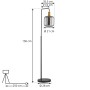 Moderne Lindby Stehlampe Nimbora in Schwarz mit Rauchglas-Schirm für Wohnzimmer.