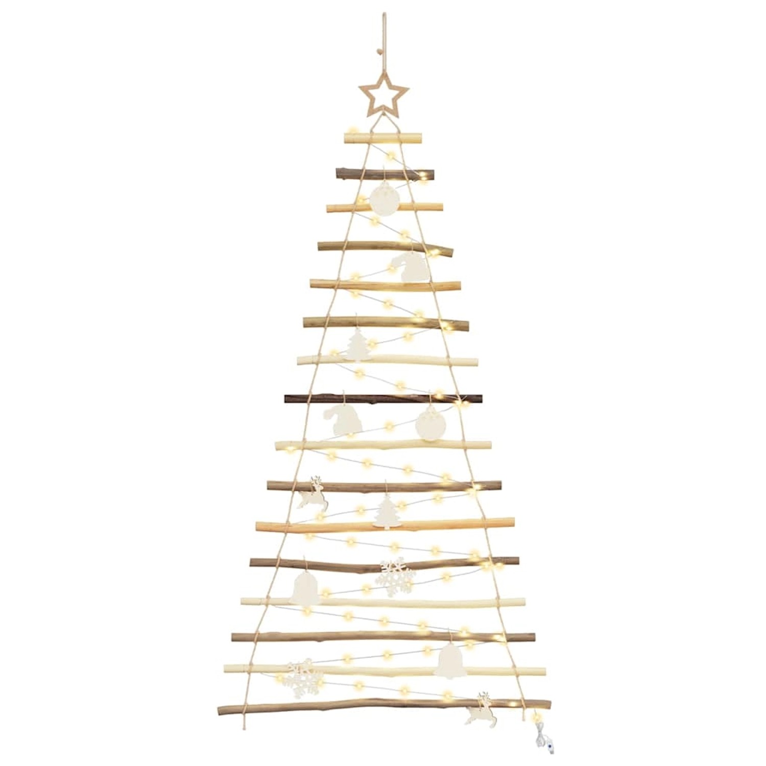 vidaXL Weihnachtsbaum mit 50 LEDs Natur 120 cm Massives Eschenholz 42020259