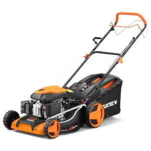FUXTEC Benzin Rasenmäher FX-RM5196, schwarz-orange, 50 cm Schnittbreite, 60L Fangkorb.
