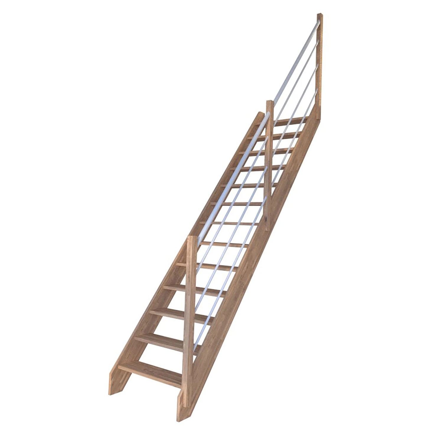 StarWood Treppe Rhodos Eiche Ger. Holz-Edelstahl-Geländer Weiß R FSC® günstig online kaufen