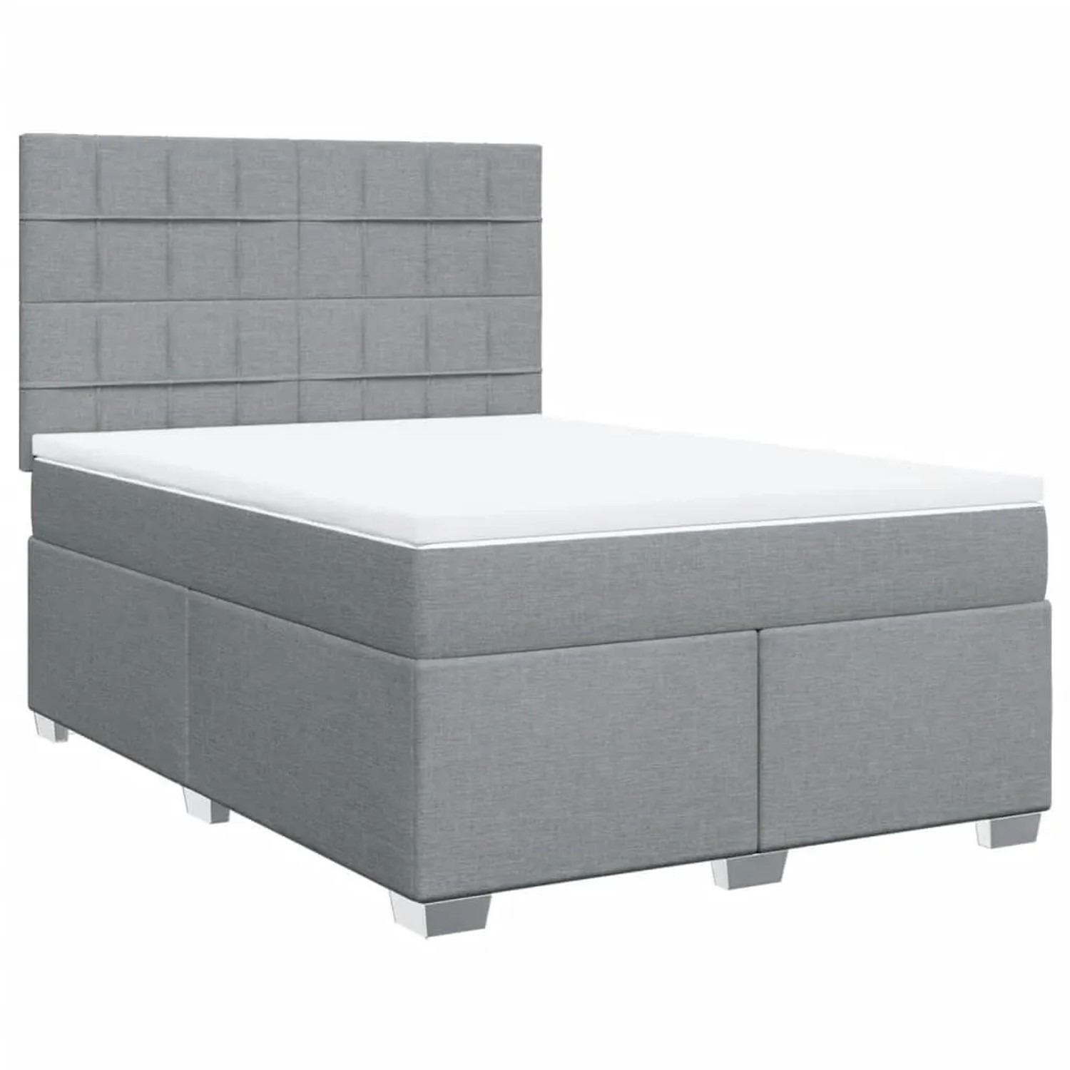 vidaXL Boxspringbett mit Matratze Hellgrau 140x200 cm Stoff 3290511