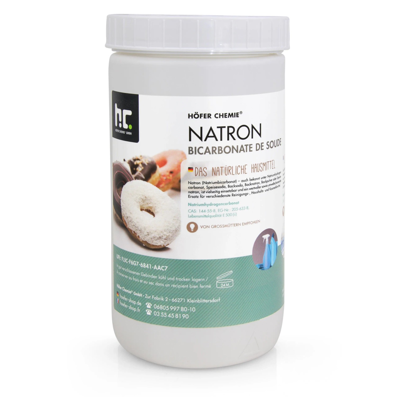 Höfer Chemie Natron Backsoda Natriumhydrogencarbonat in Lebensmittelqualität 4 x 1kg