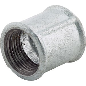 Temperguss Fitting 24,1 mm (Rp 3/4) Muffe, verzinkt, mit Innengewinde für Rohre.