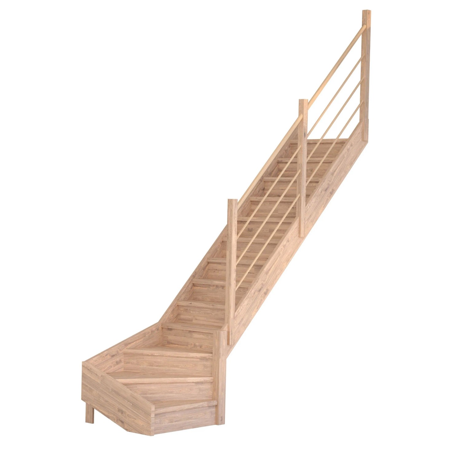 Treppe Mykonos Pro Eiche Gewendelt R 80 cm Setzstufen Holz-Design-Geländer günstig online kaufen