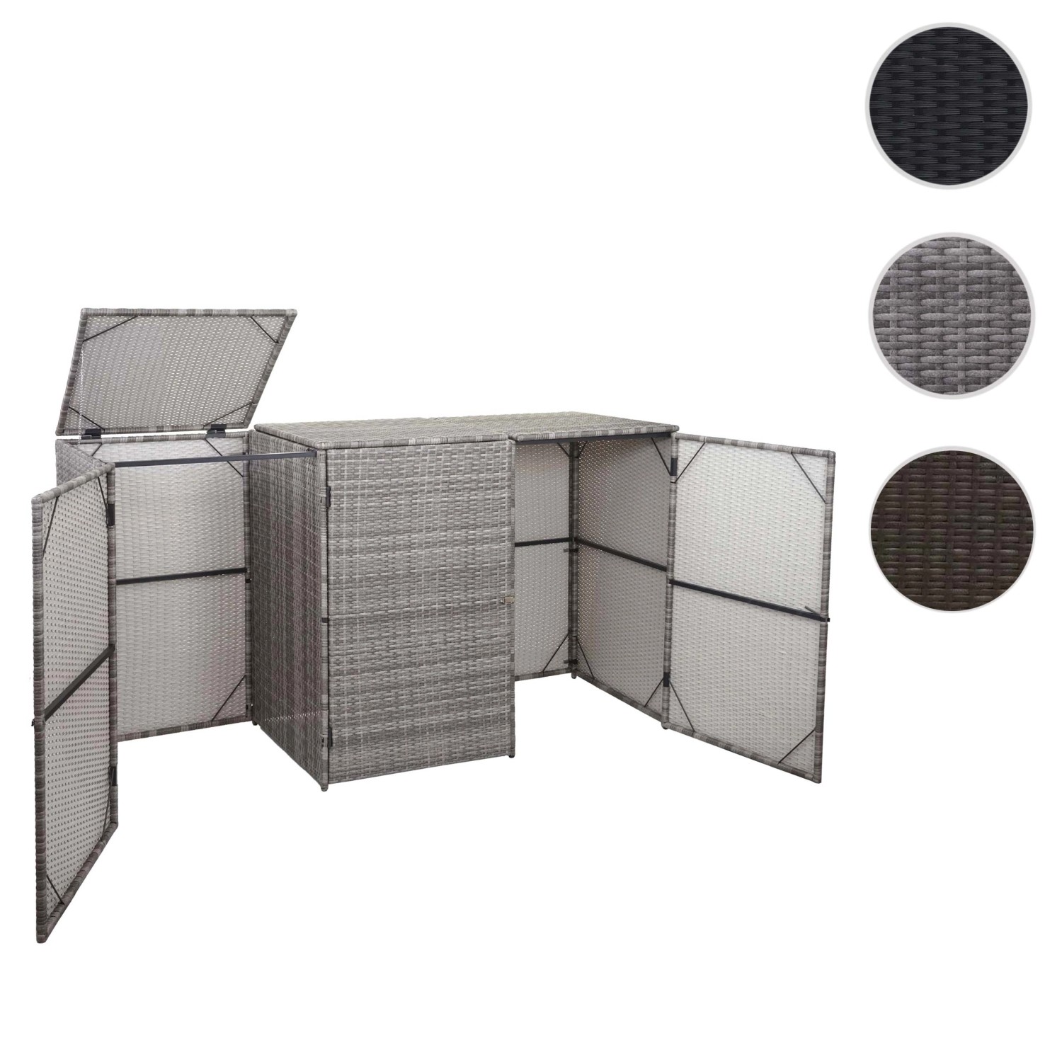 MCW 3er-Mülltonnenverkleidung E25 3x120l Grau 110x195x66cm_5