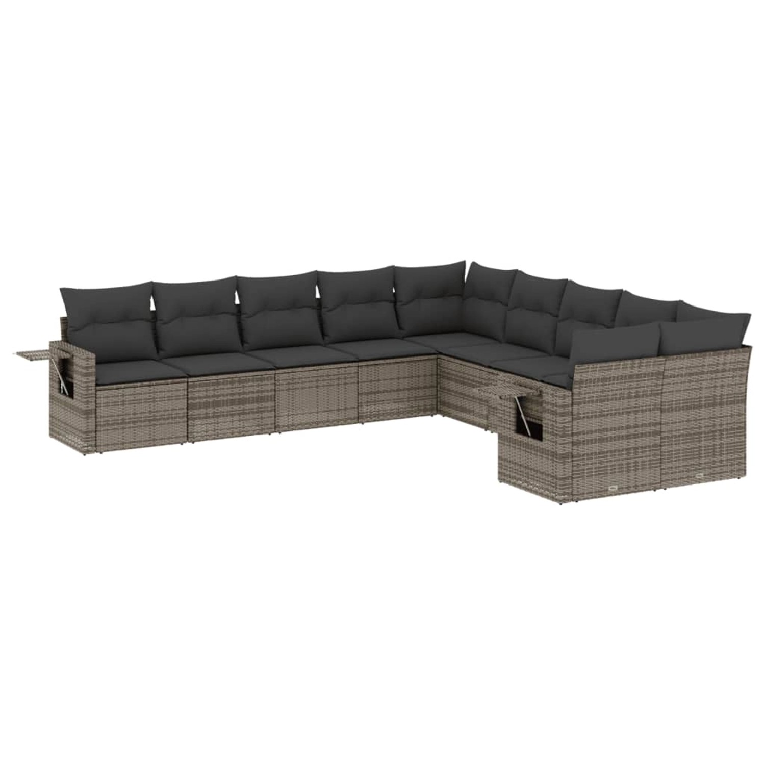 vidaXL 10-Tlg Garten-Sofagarnitur mit Kissen Grau Poly Rattan 3253047 günstig online kaufen
