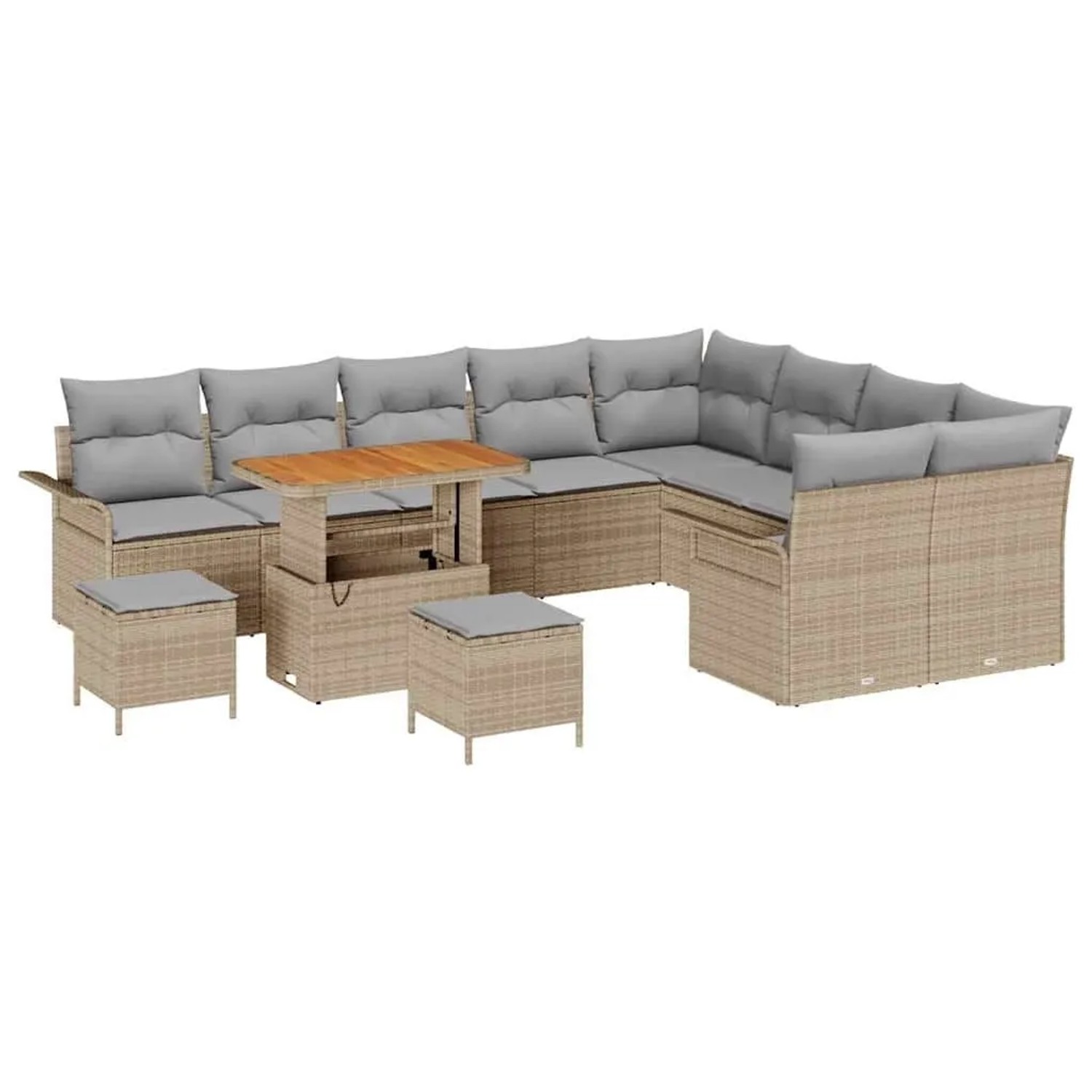 vidaXL Garten-Sofa-Set mit Kissen 12-Tlg Beige und Hellgrau 3364127