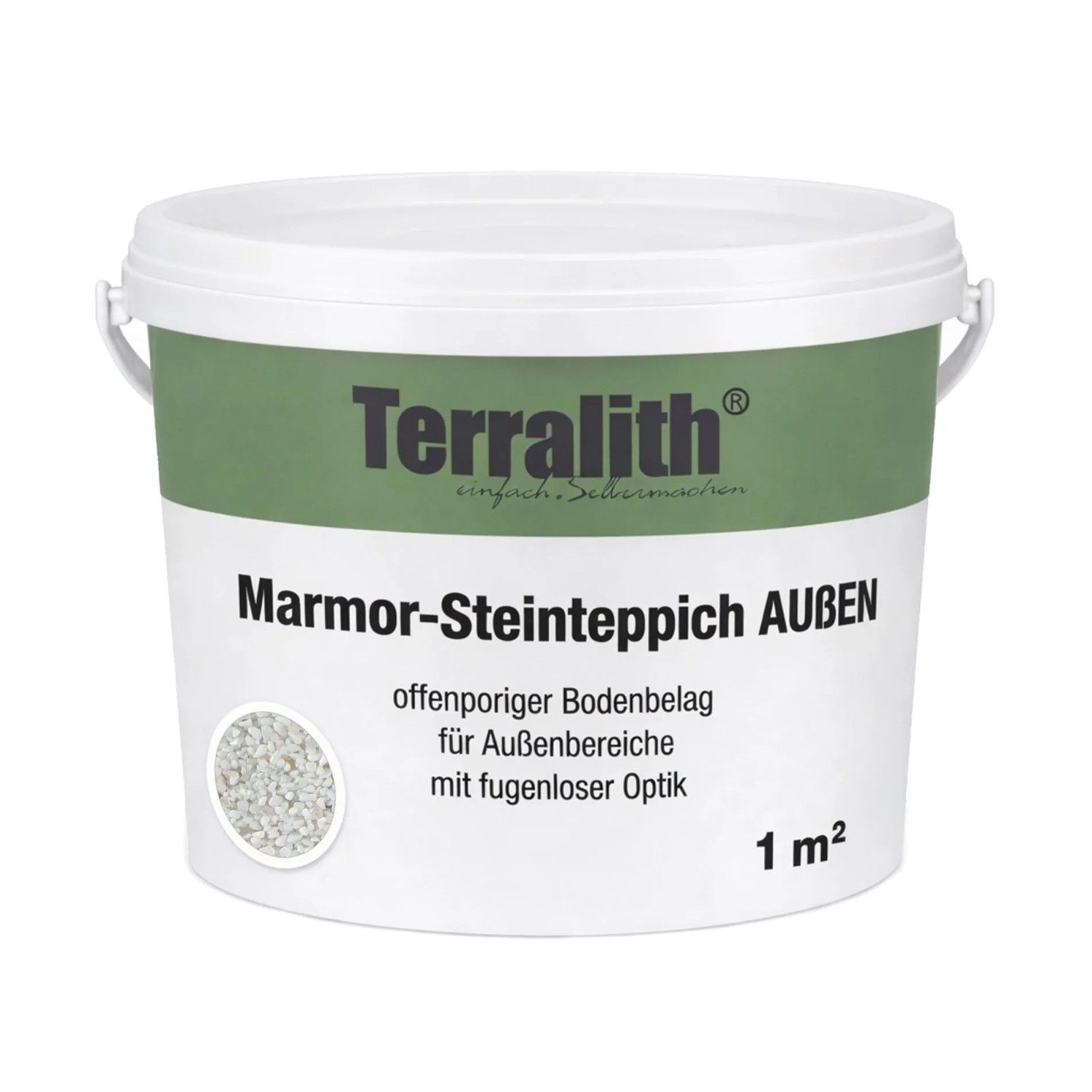 Terralith Edelsteinteppich Rosenquarz Bianco 1 m² Außen