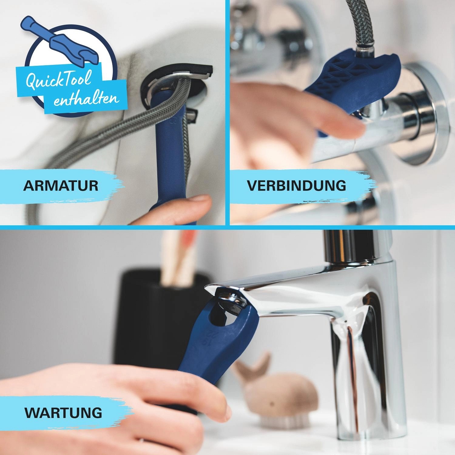Montage der Grohe QuickFix Waschtischarmatur Start Alira mit QuickTool, Chrom L.