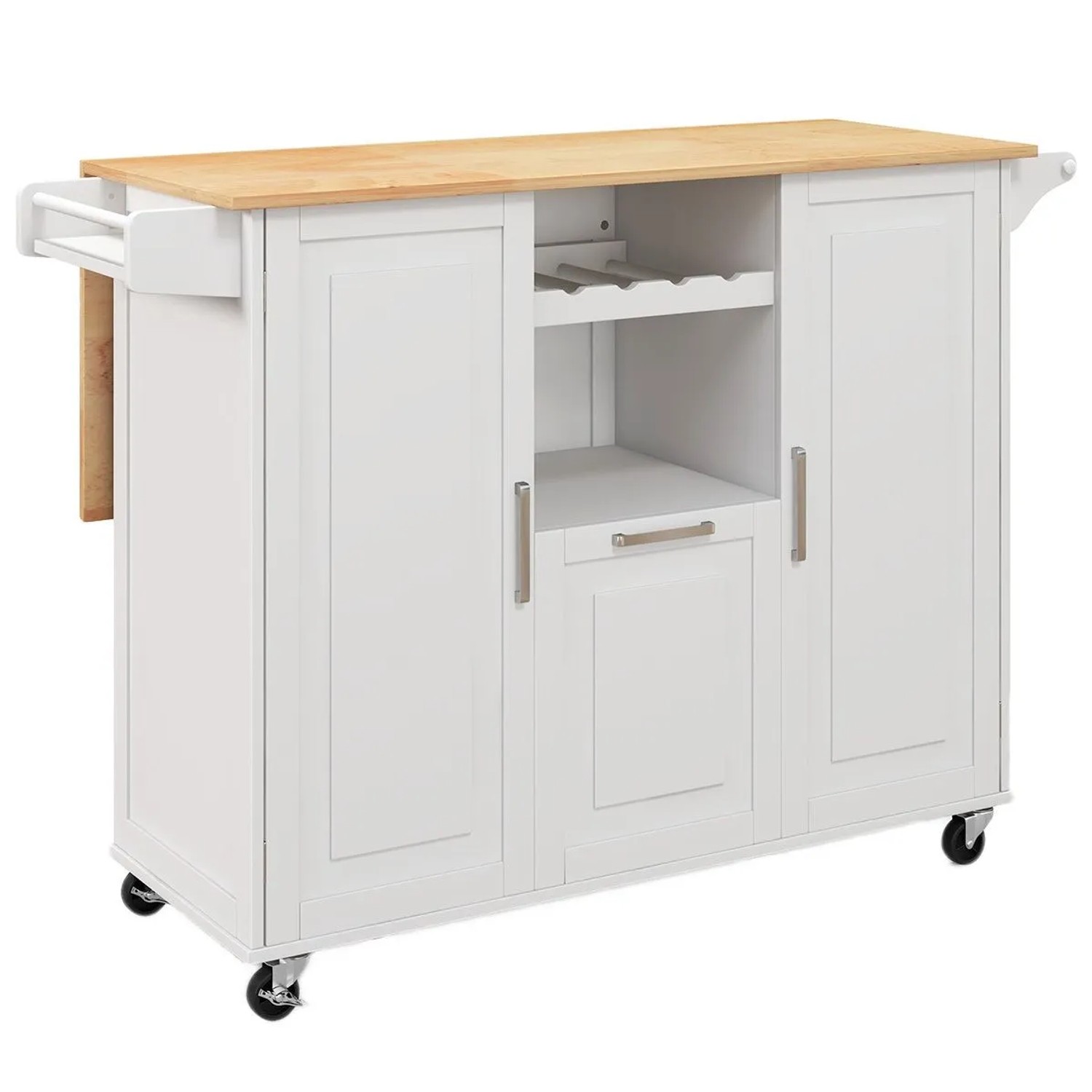 Costway Küchenwagen Auf Rollen Klappbarer Arbeitsplatte Weiß günstig online kaufen