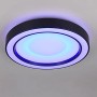 Moderne, schwarze LED Deckenleuchte Arco mit Farbwechsel und Fernbedienung.
