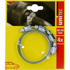 Schlauchschellen 4er Set, 40-60 mm, verzinkt für einfache Schlauchmontage.