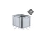 Graue PROREGAL Eurobox 30L mit Scharnierdeckel, geschlossen, für Lagerung und Transport.