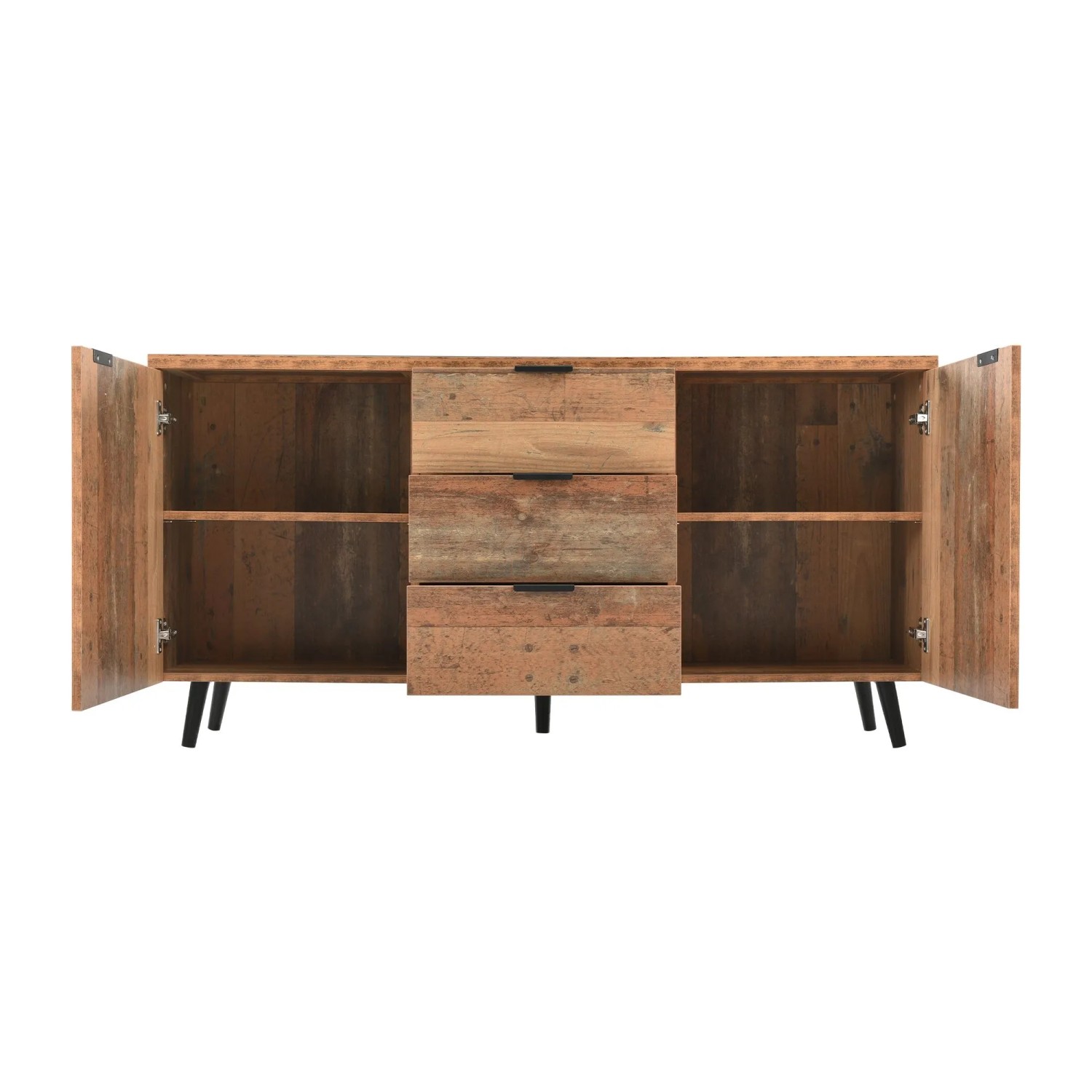 ModernLuxe Sideboard mit 2 Türen 3 Schubladen Industriestil Spanplatte Braun