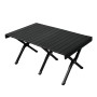 Schwarzer Jawinio Campingtisch aus Aluminium, klappbar und tragbar, mit Lattenrost-Tischplatte.