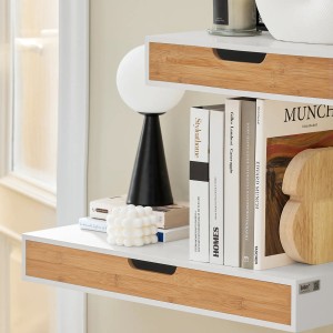 SoBuy Wandschrank FRG92-WN, Hängeschrank mit Schublade aus Bambus und MDF, weiß.