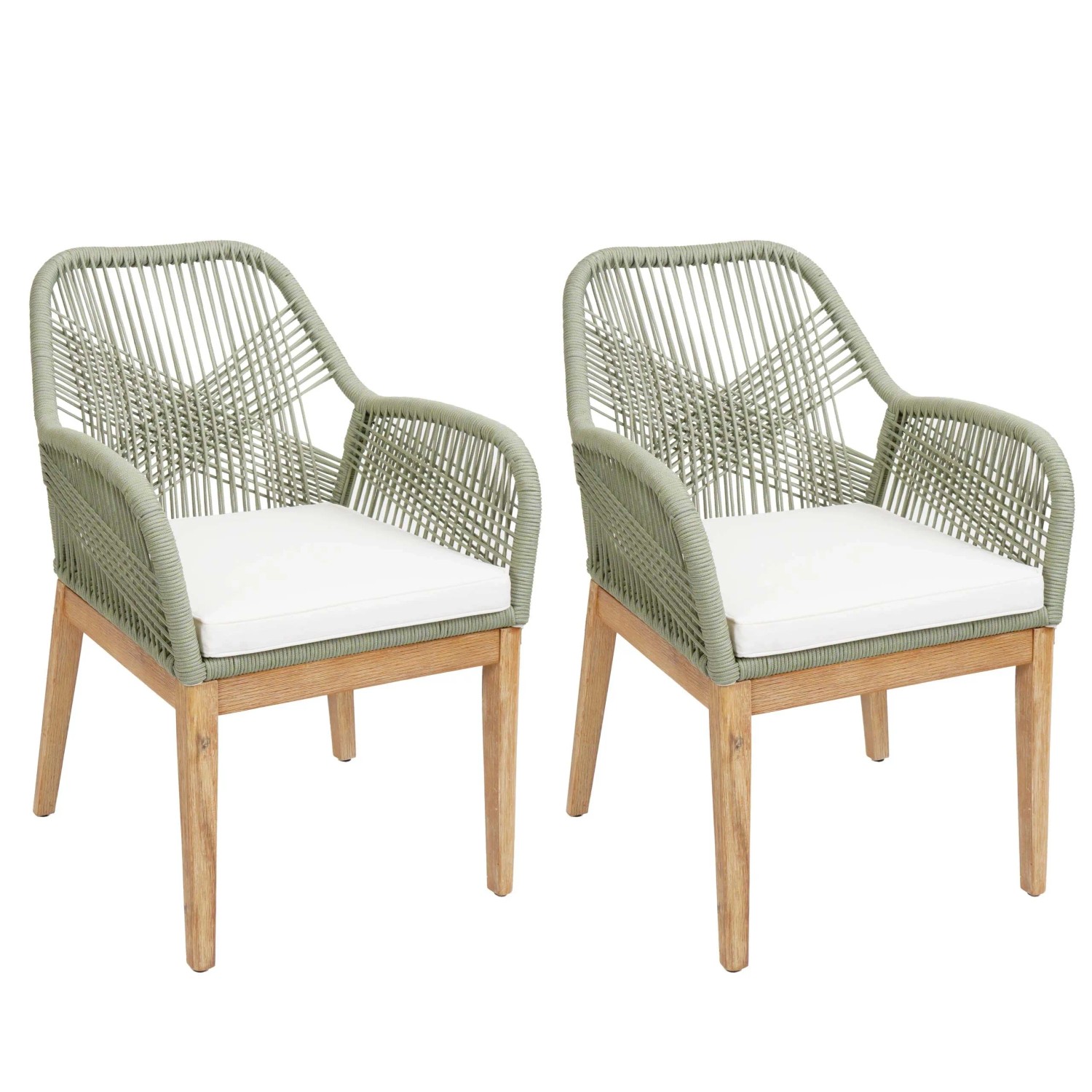 MCW Gartenstuhl H56b 2er-Set Grün Kissen Creme günstig online kaufen