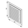 Aluminium Abdeckgitter 150x150 mm für Lüftung, mit Fliegengitter.