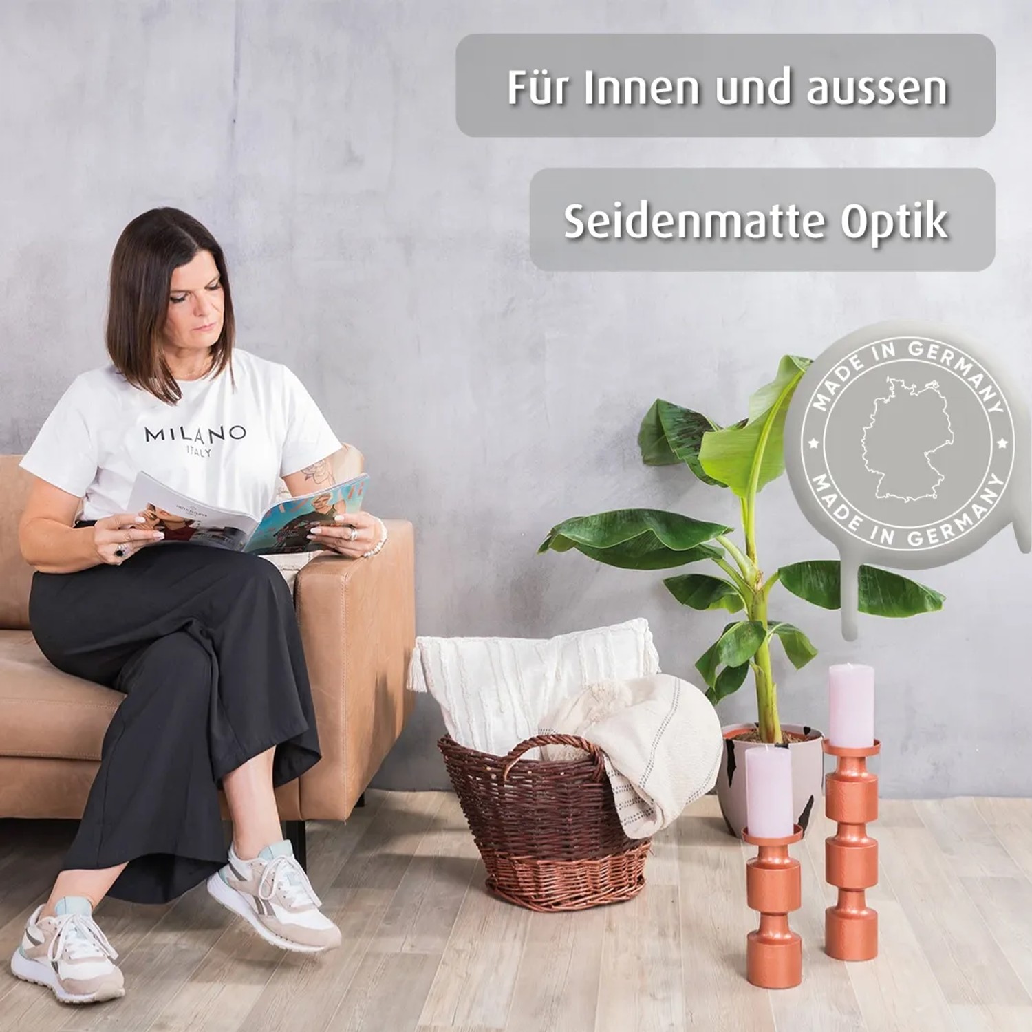 Anwendungsbeispiel: Kupferfarbener belton Buntlack Perfect Metal, seidenmatt, für Deko-Elemente im Wohnraum.