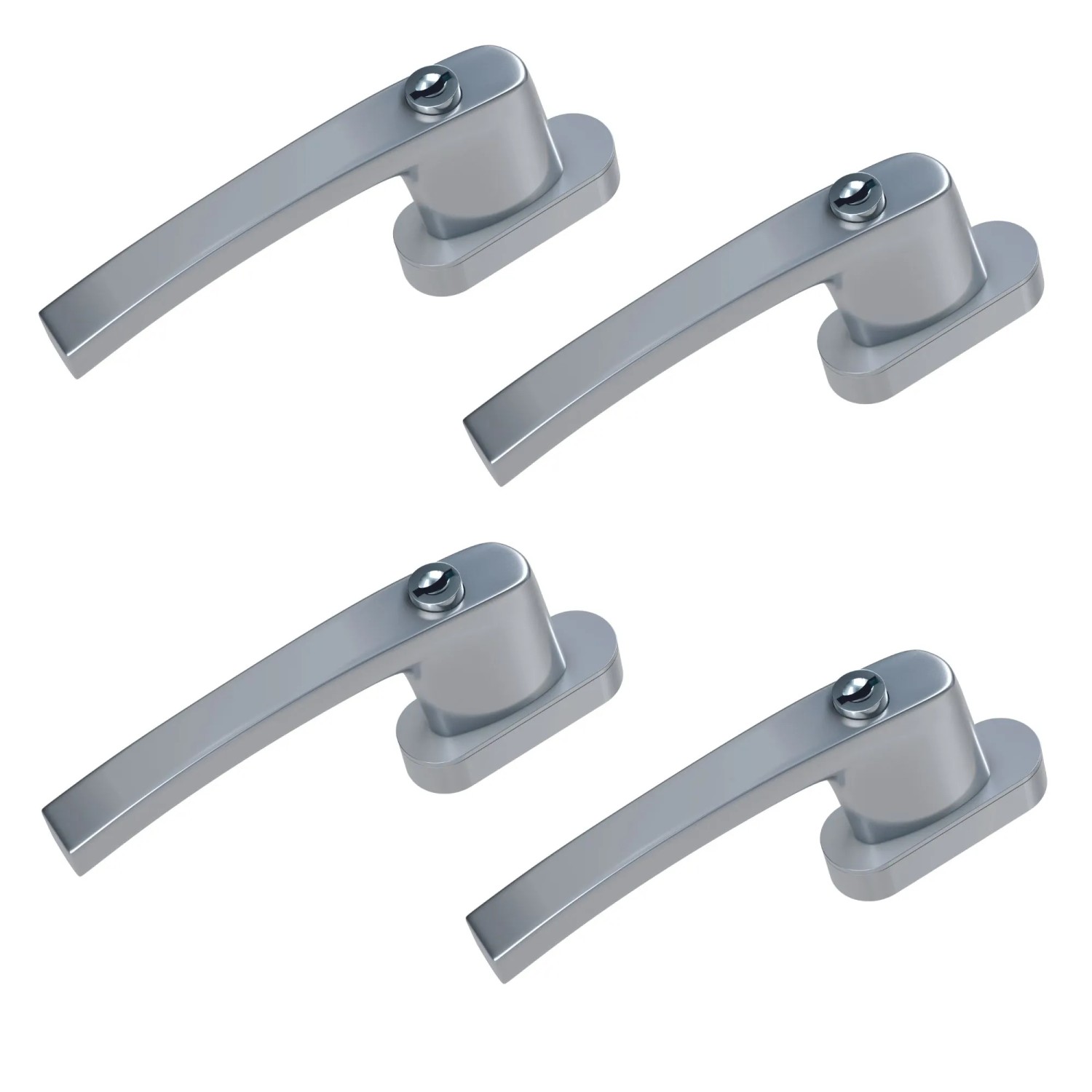 Basi - Fenstergriff - FG 503 - Abschließbar - 4er Set - inkl. 1 Schlüssel je Fenstergriff - Gleichschließend - Silber - 4X7553-0000